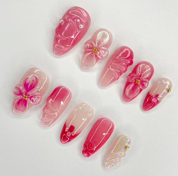 Pink Bloom Nails